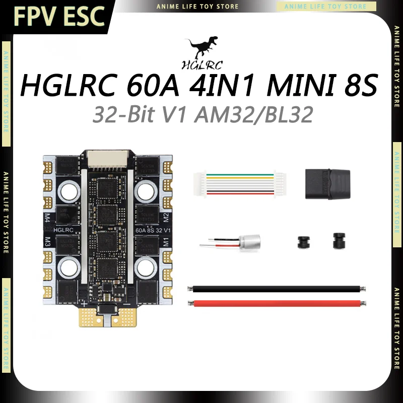 

HGLRC 60A 4IN1 Mini 8S 32-Bit V1 FPV Drone ESC AM32 / BL32 For Racing FPV Drones RC Quadcopter DIY Parts