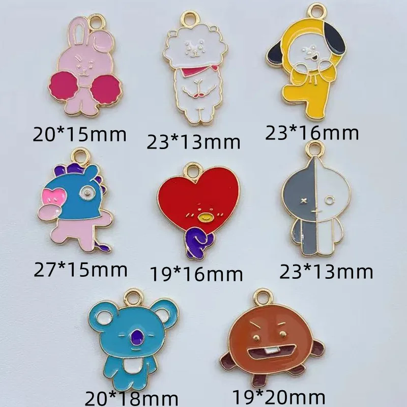 10pcs Alloy Drops Animal Bear Rabbit Dog Charm Pendant Necklace Keychain DIY Handmade Keychain Necklace cute earring charms