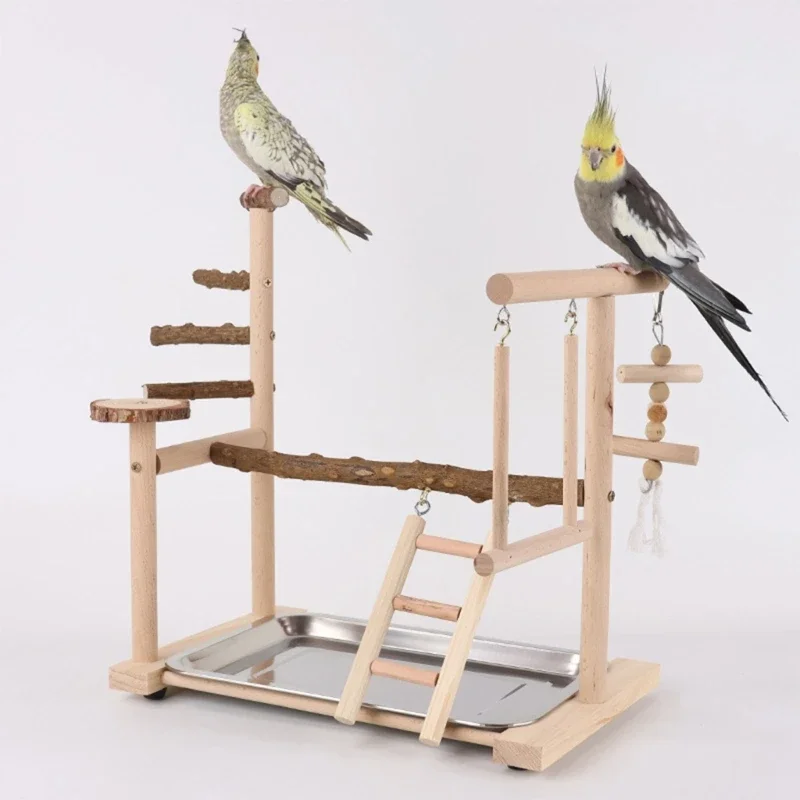 

Parrots Cage Swing Stands Set Wooden Ladder Swing Standing Supplies