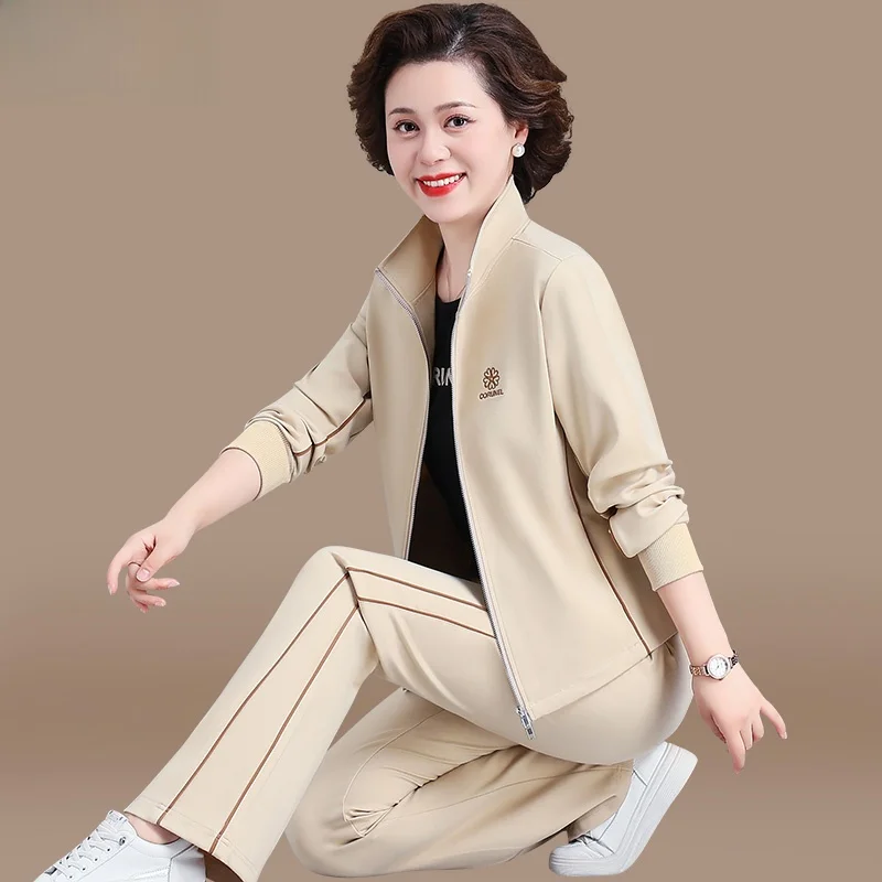 

Faionable Sportswear Set for Women 2025 New Sle Casual Running Outfit Mom Spring Autumn Jaet Loose Fit Long Pants