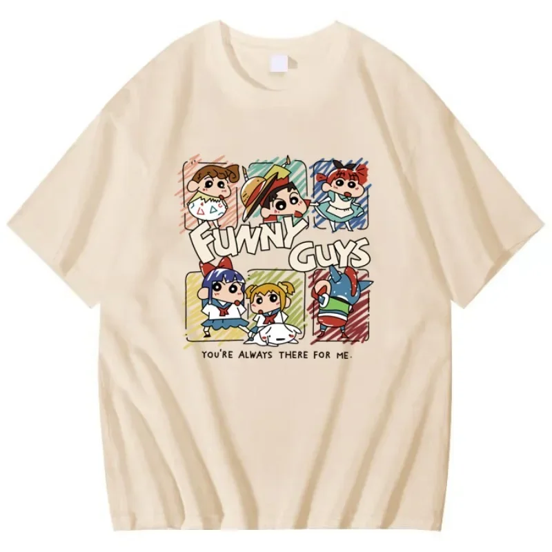 

2025 Summer New Crayon Shin Chan Printed Short Sleeve T-shirt Women's Loose Fashion Street Loose Student Top Y2K Women's T-shirt