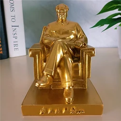 Golden Great Chinese Leader Mao zedong Statue President Chairman Mao Sculpture Antique Bronze Home Decor Craft Desk Ornament