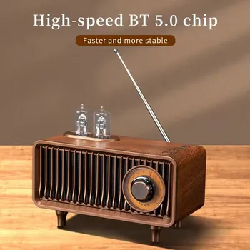 Vacuum Tube FM AM SW Radio HIFI Sound Box Desktop Wireless Audience Bluetooth Speaker Sound Column Portable Music Box DSP/TF/AUX