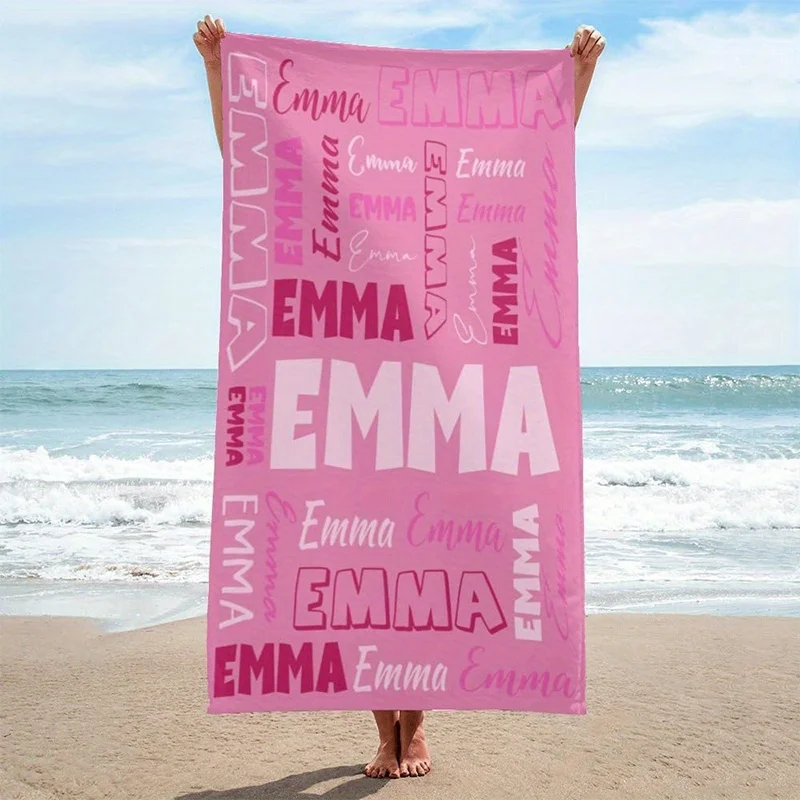 منشفة الشاطئ المخصصة منشفة إيما للشاطئ منقوشة واقية من الشمس ومقاومة للرياح مناسبة لحمام السباحة والتخييم وبطانية السفر #1