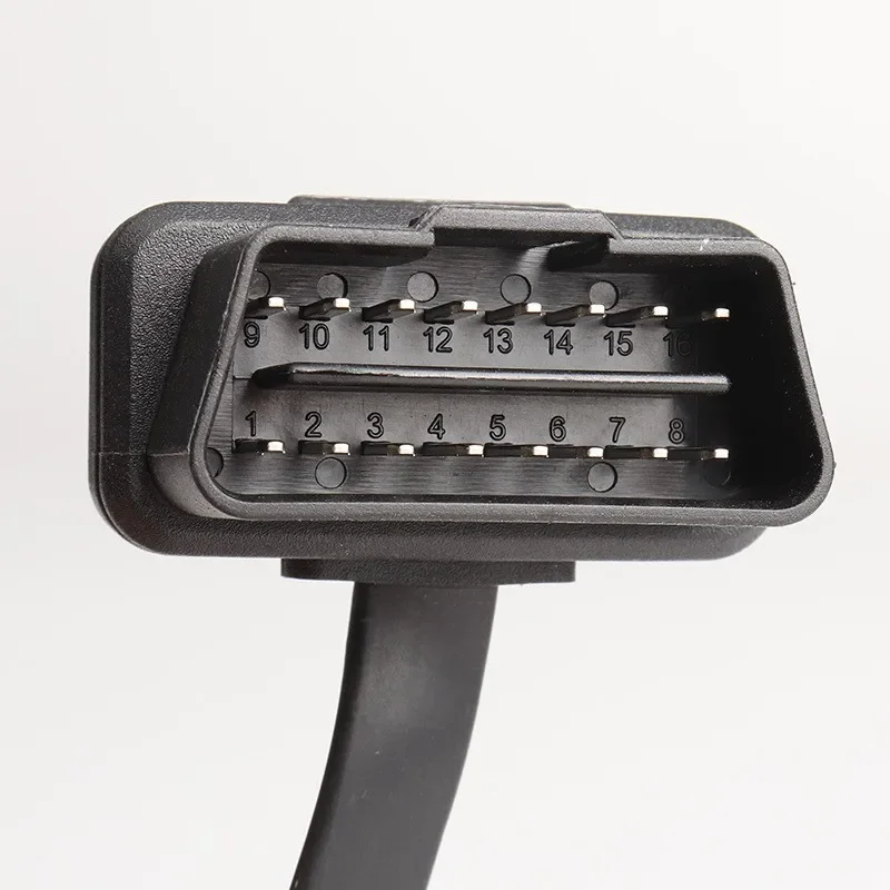 OBD II 8 Core 1 to 2 Male to Dual Female OBD2 Extension Cable Adapter Angled Flat Noodle Wire Car Diagnostic for OBD Detection