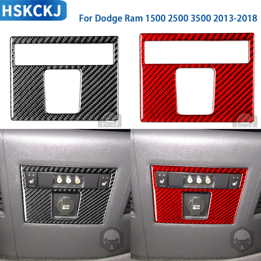 

For Dodge Ram 1500 2500 3500 2013-2018 Accessories Real Soft Carbon Fiber Interior Rear Control Panel Cover Trim Sticker