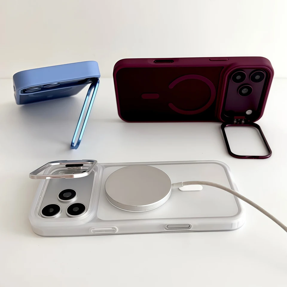 Funda de lujo mate translúcida para iPhone 18 17 16 15 14 13 12 11 Pro Max 18Pro 18Pro iPhone18 para Magsafe Mag Safe con soporte 6