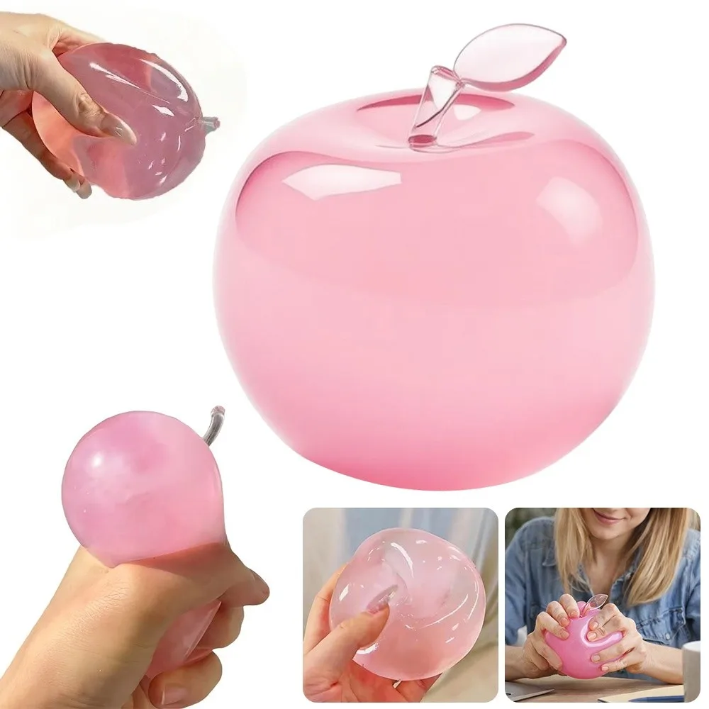 Apple-Shaped Squeeze Toy Hand Exercise Clear Maltose Stress Relief Ball Release Emotion ​​Non-Toxic & Safe​​ Food Squeeze