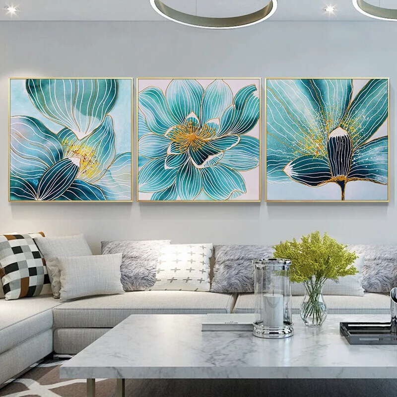 

Blue Flowers Paintings 100% Hand Painted Oil Painting on Canvas Contemporary Abstract Artwork Wall Art Paintings Home Decoration