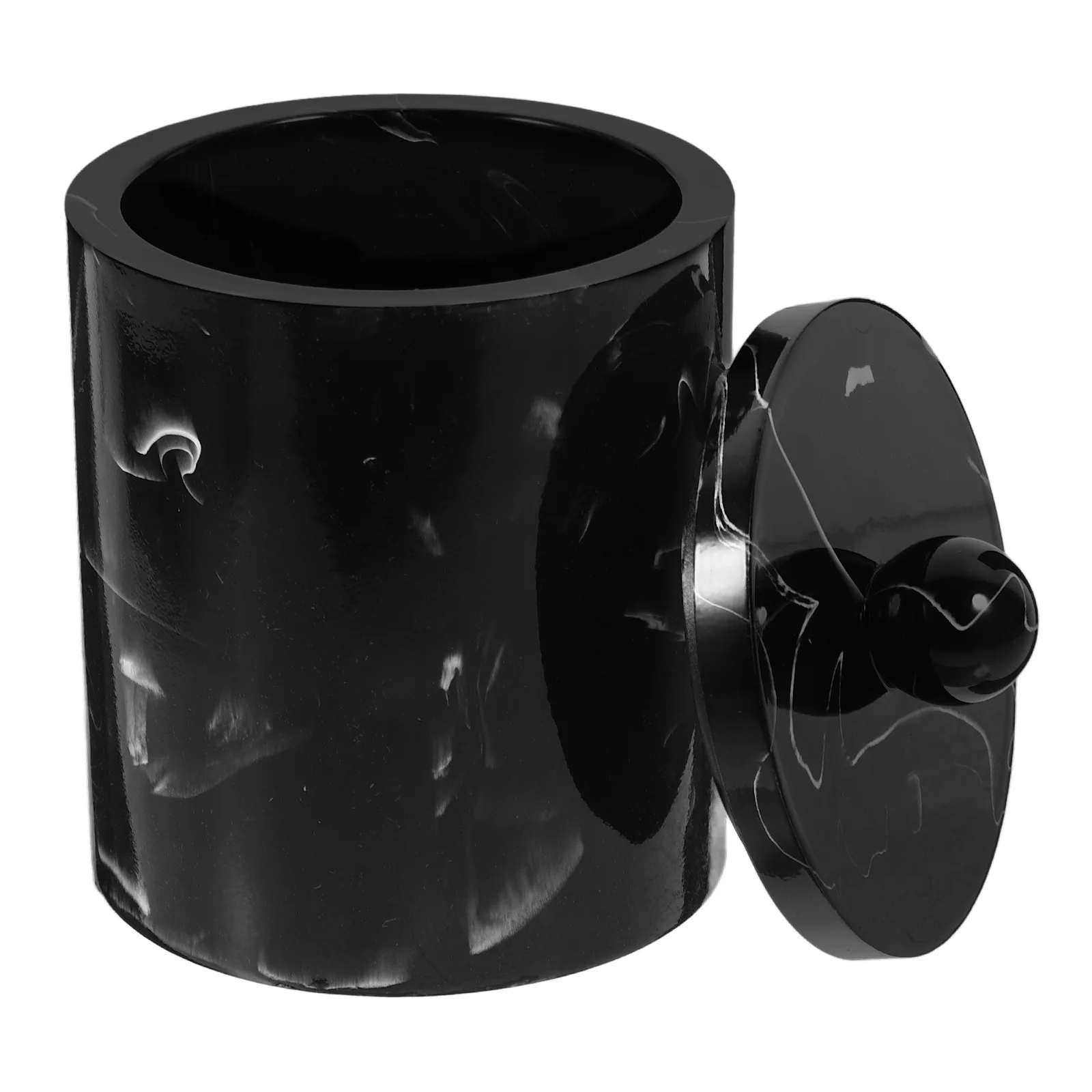 

Ink Black Resin Marble Cotton Swabs Storage Box with Lid Dustproof Toothpick Makeup Cotton Holder Organizer for Home