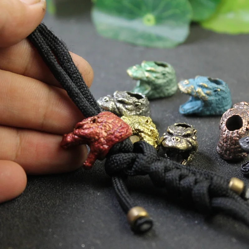 Anime King of the Monsters Head Sculpture Brass EDC Knife Beads Outdoor DIY Paracord Woven Lanyard Pendants Bracelet Accessories