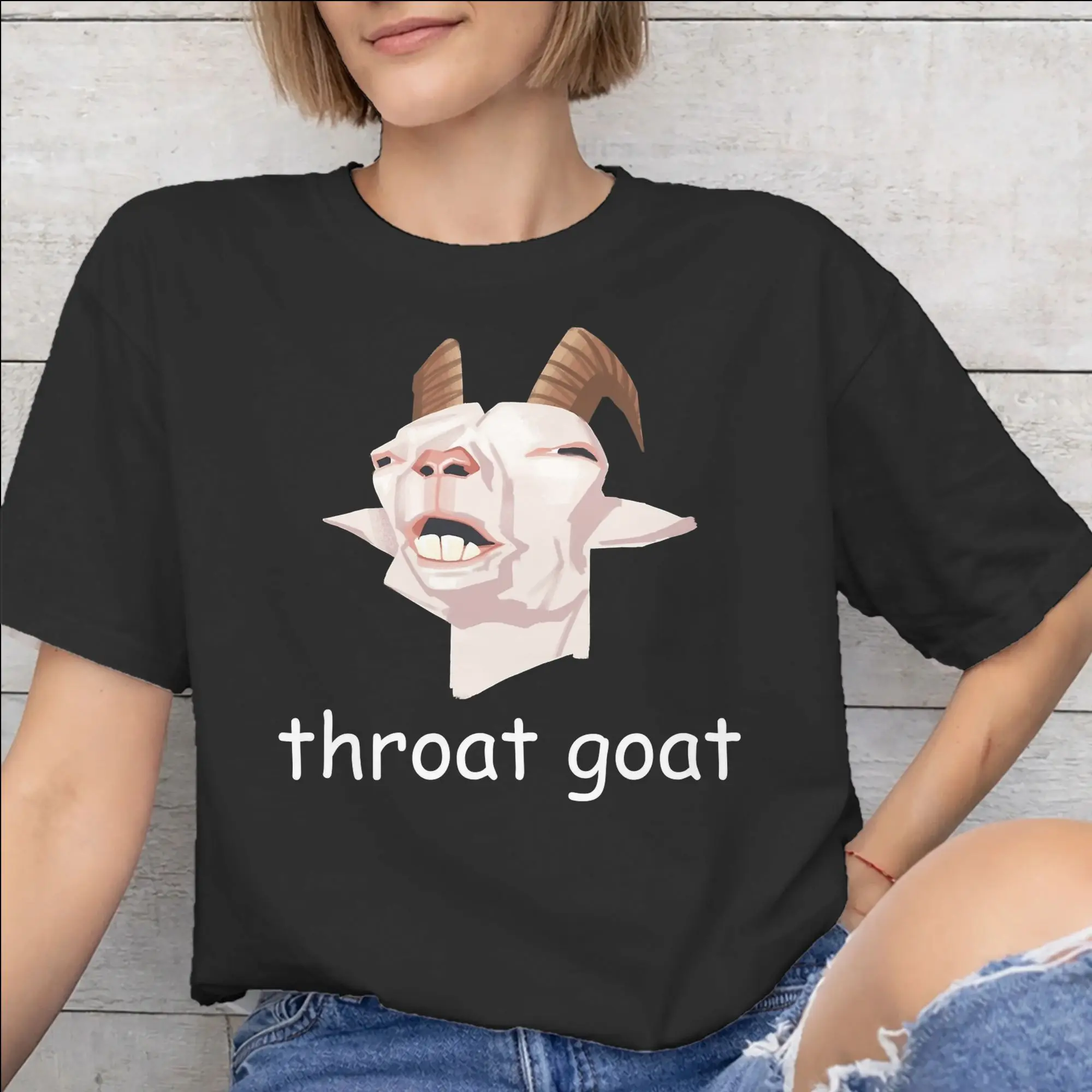 Men Women Graphic Printing Throat Goat Funny Adult Humor  T Shirt Tee Pure Cotton  T-shirts Clothes