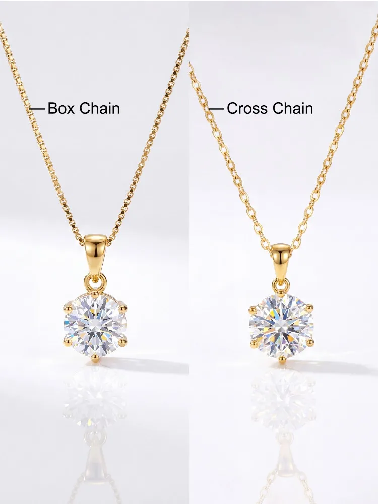 GRA Classic 1CT Round Moissanite Diamond Necklace For Women Gift Real 925 Sterling Silver Anniversary Wedding Luxury Jewelry view 5