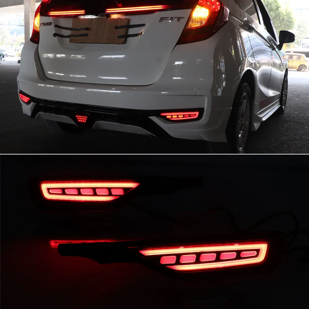 For Honda Jazz Fit 2018 2019 2020 Rear Bumper Light Rear Reflector Lights Driving Brake Light Fog Lamp Car Accessories