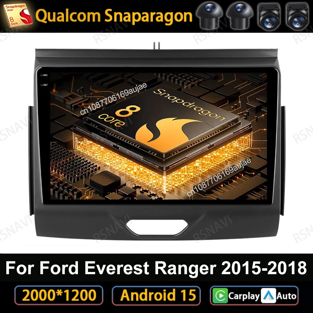 

Car Radio Android 15 For Ford Everest Ranger 2015-2018 Multimedia Navigation GPS 4G LTE DVD BT Head Unit Qualcomm QLED DSP AUTO