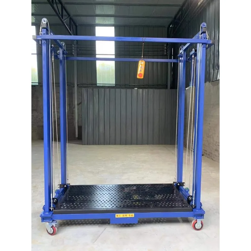 Draagbare elektrische telescopische hefsteiger stalen frame automatisch platform met staalkabelband geschikt voor magazijnwagen