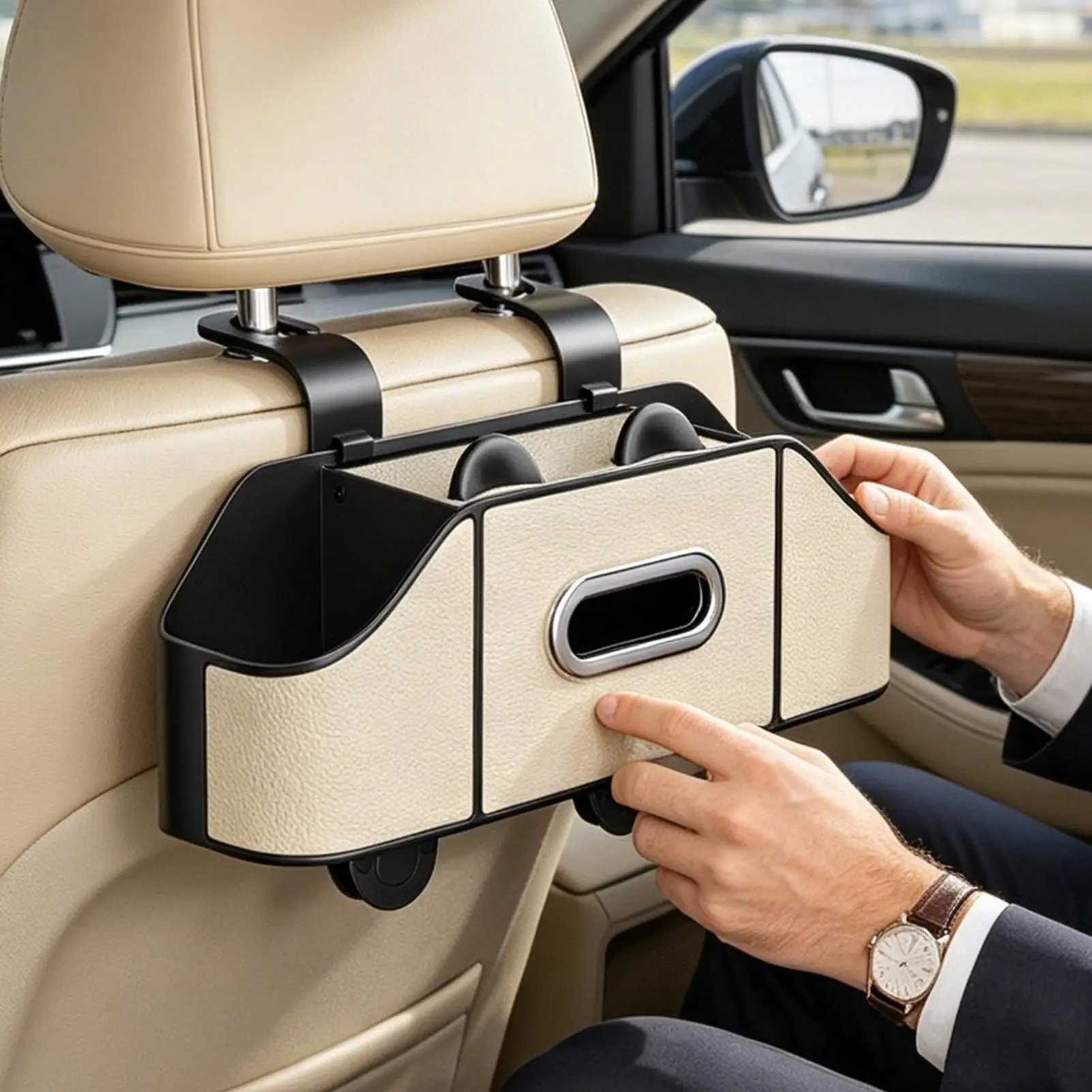 Organizador de Carro para o Banco Traseiro com Porta-Copos, Bolsa de Armazenamento Impermeável e Resistente ao Desgaste, Organizador Universal para Veículos e RVs