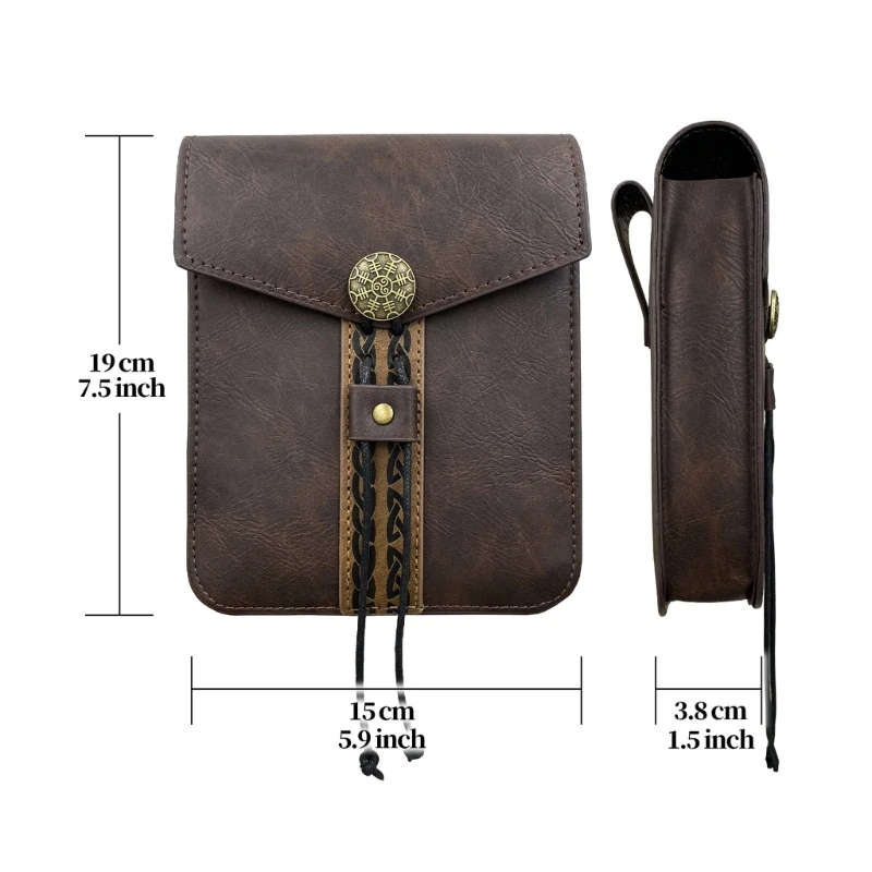 Medieval Belt Bag PU Leather Cube Bag Side Pack Cosplay Waist Bag Change Purse Small Bag Old Styles Waist Pack for DropShipping