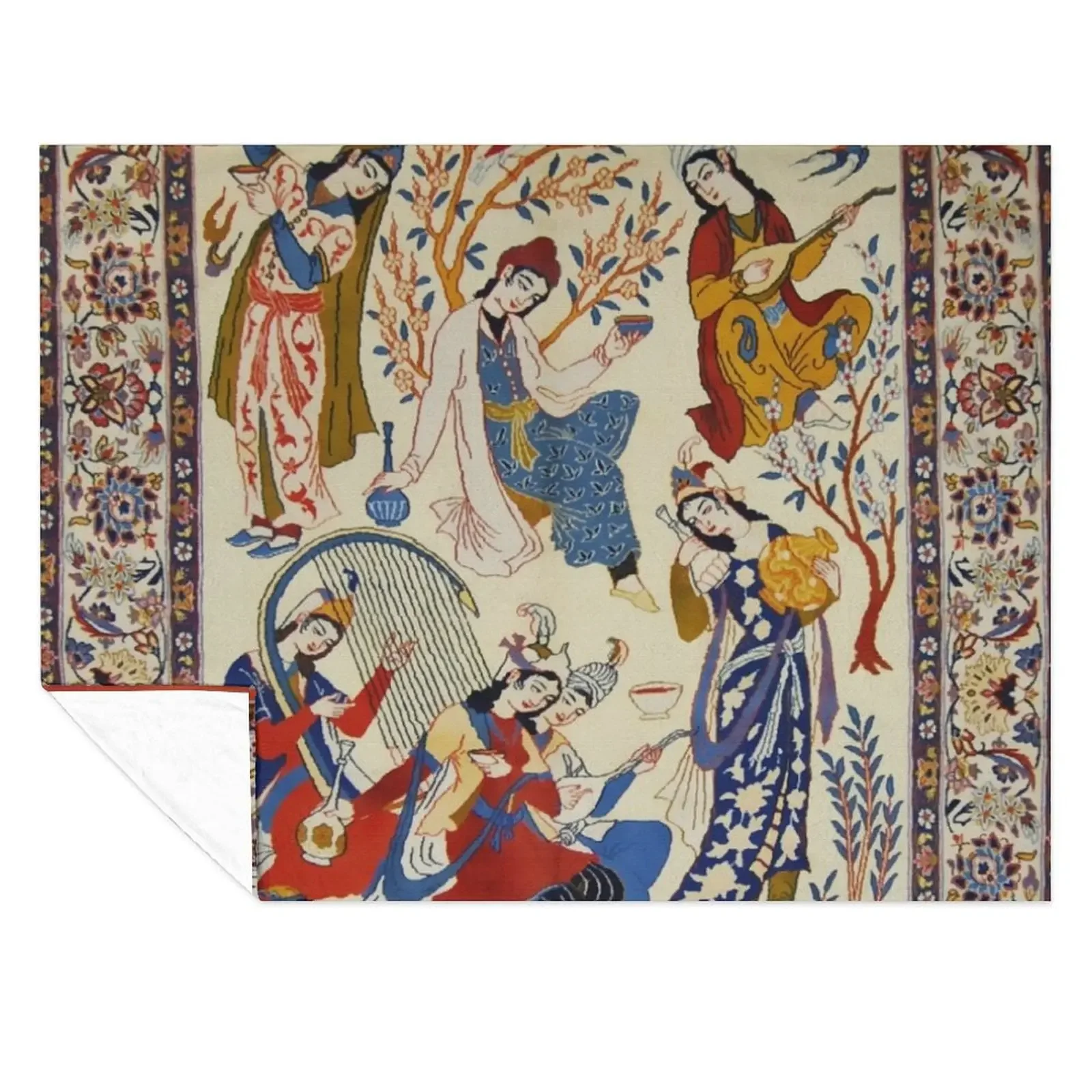 

Antique Persian Isfahan Rug Print Throw Blanket Nap Luxury Designer Furrys Bed covers Blankets