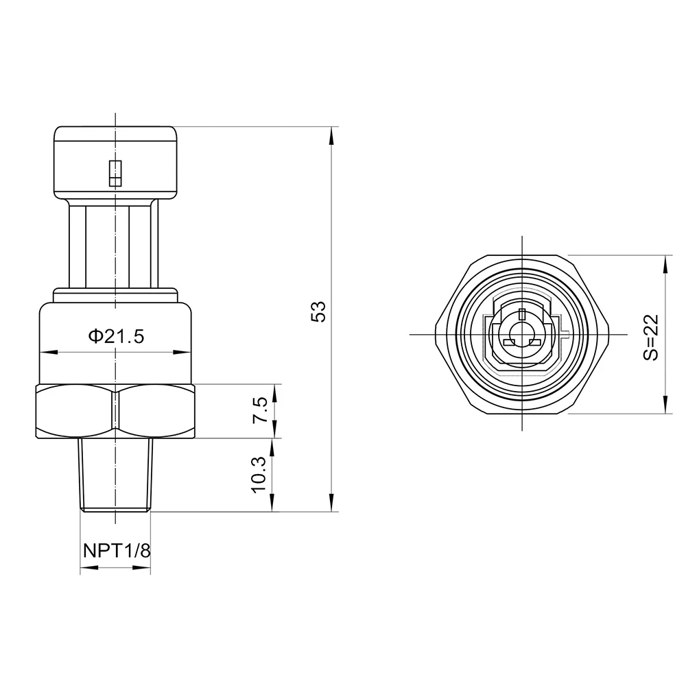 Transmisor transductor de sensor de presión para agua, aceite, combustible, gas, aire, 1/8NPT, 5-16V, sensor de cerámica, acero inoxidable, 5-300psi