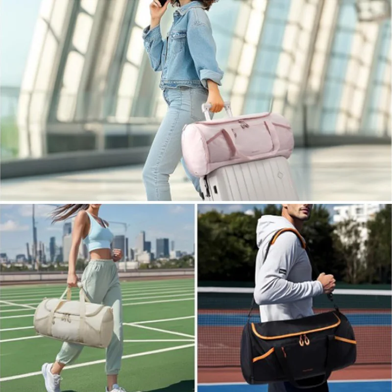 Women Gym Bag with Shoe Compartment Lightweight Sports Yoga Handbag Waterproof Fitness Training Pack Luggage Pass-through Strap