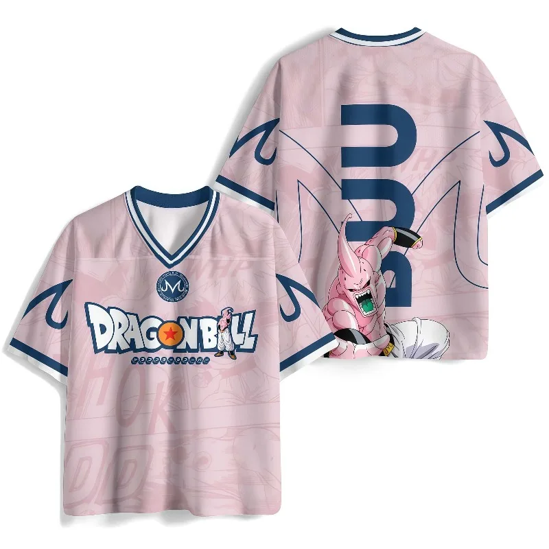 

Летняя унисекс футболка-джерси 2026 с персонажем аниме Dragon Ball Z (Буу) для детей, повседневная спортивная, подходит к любым брюкам