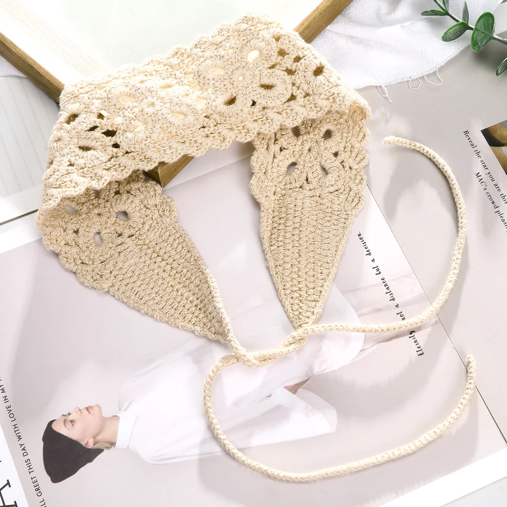 3 unids/set diadema de ganchillo de Color sólido bandas para el cabello de algodón tejidas diadema trenzada de aro para niñas adultas sombreros de Festival