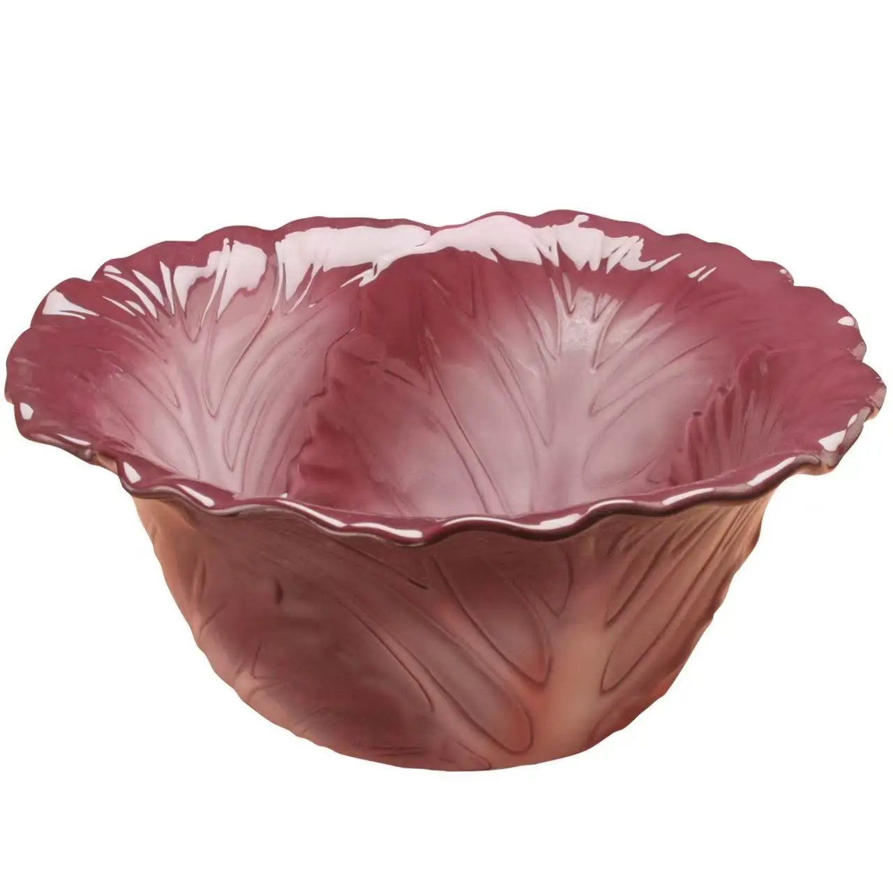 

Artistic Purple Cabbage Shaped Ceramic Bowl Unique Leaf Textured Decorative Bowl for Fruits Snacks or Home Decor Centerpiece