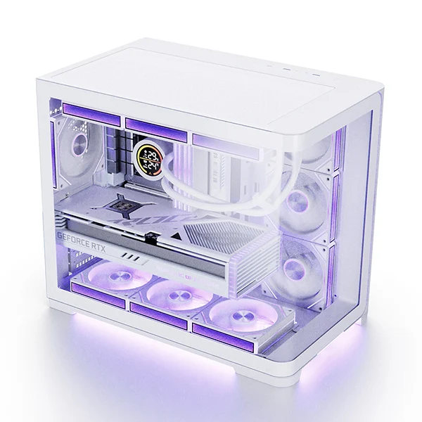 Abco Ud50C حافظة Lucid Ambient منحنية بالكامل Argb Btf باللون الأبيض