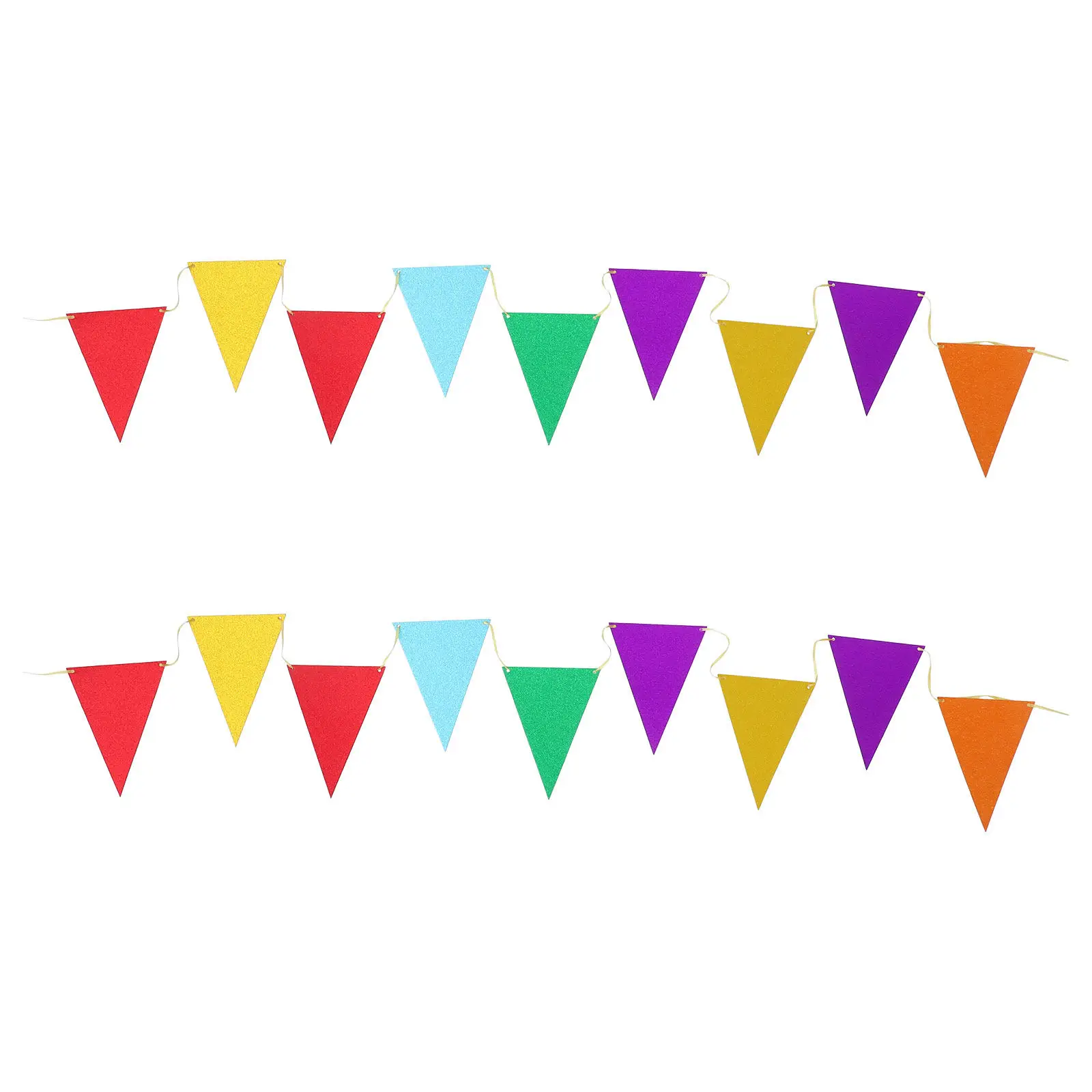 2Sets Shimmering Glitter Paper Triangle Banners Bright Geometric Pennant Flags Easy Hang Party Decoration for Playroom Nursery
