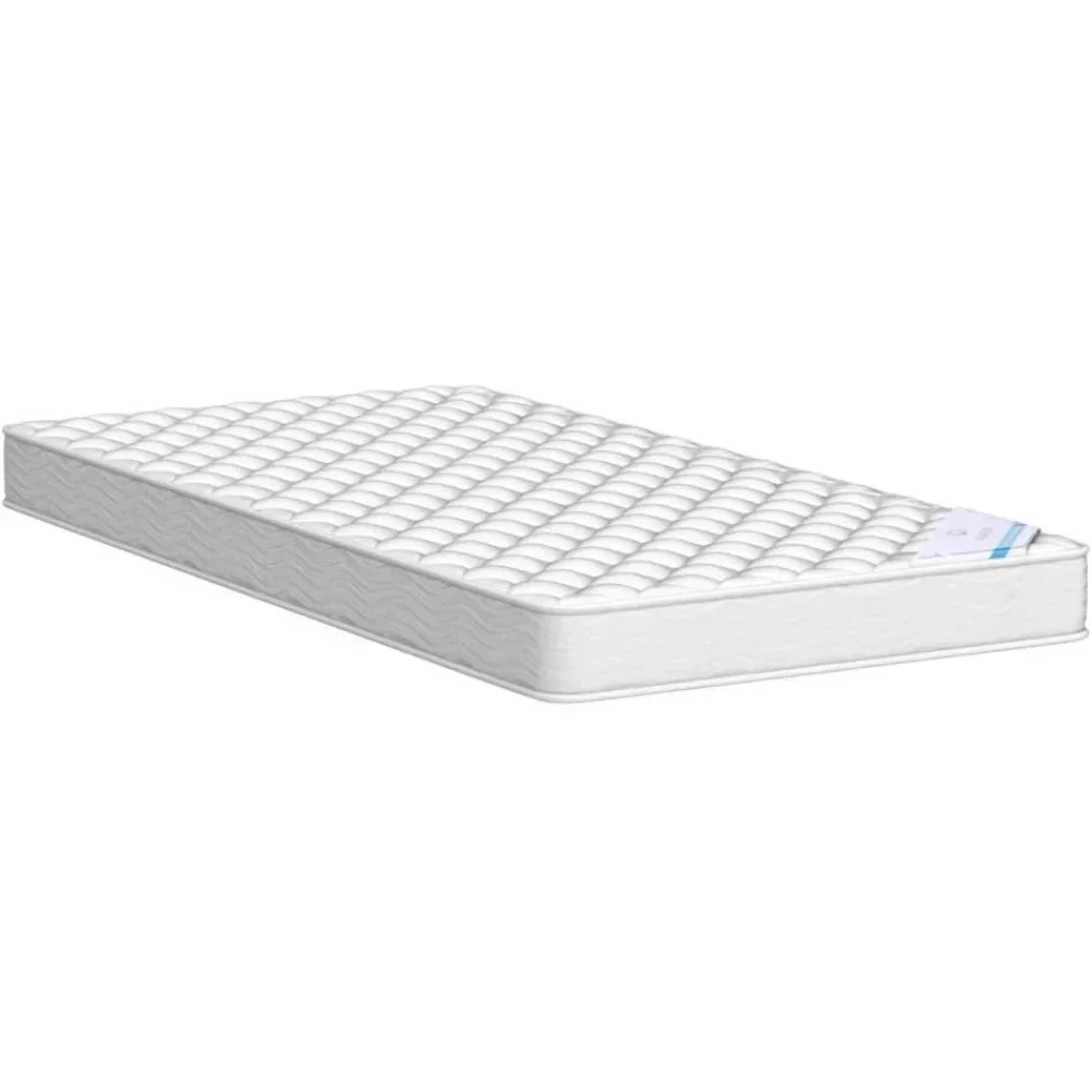 6 Inch Twin Mattress - Medium Firm Innerspring Support with Tight Top - Memory Foam & Polyester Cover – Lightweight - Easy Setup