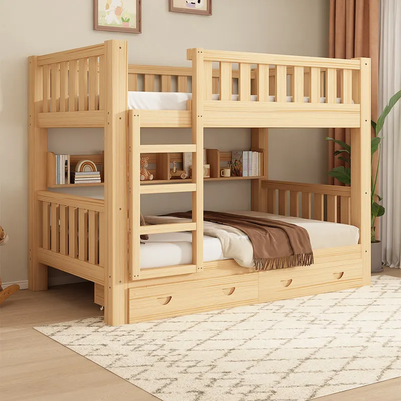 Full solid wood high and low beds Children's upper and lower beds Double-layer dormitory Adult adults Upper and lower beds