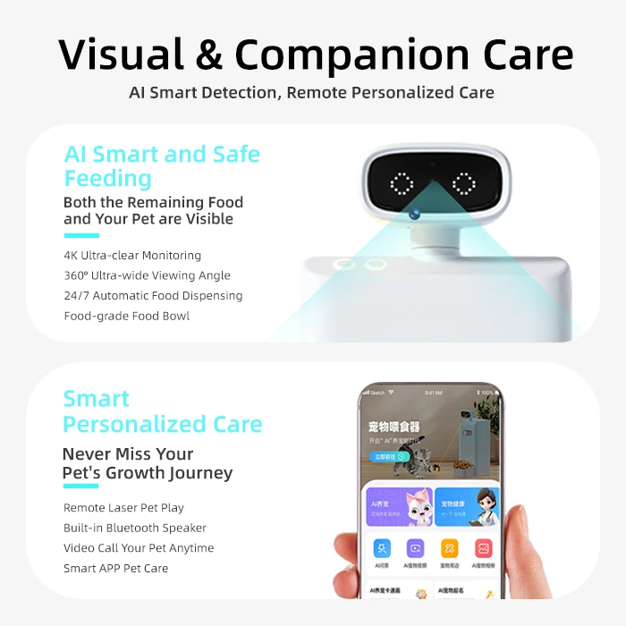 3.5L Smart 4K Pet Feeder   with AI Feeding, Remote Control, Two-Way Audio, and Interactive Play
