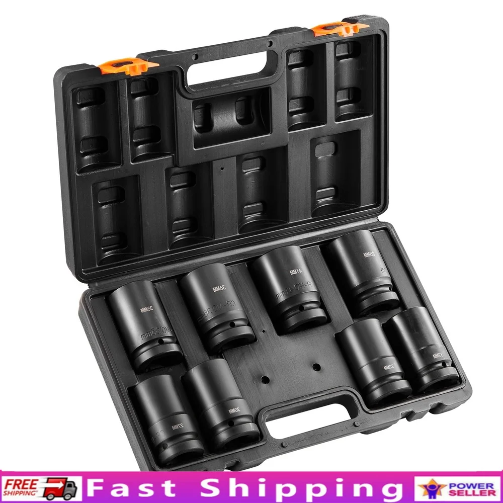 

Набор розеток для глубокого удара с приводом 1 дюйм, 8 шт., из хрустальной стали, высокая устойчивость к крутящим моментом, лазерная гравировка размеров, ящик для инструментов, автомобиль