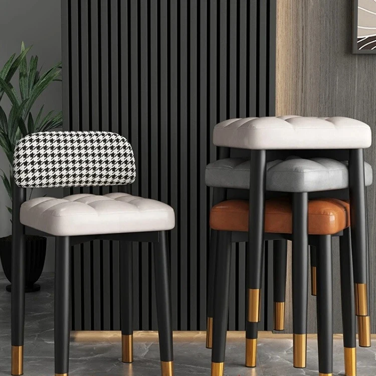 

Nordic Home Stackable Dining Chair, Luxury Upholstered Stool, Dining Room Chair, Simple Backrest Makeup Chair for Bedroom