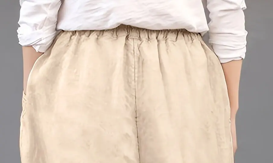 Neue lockere und vielseitige 9-Zoll-Damenhose mit hoher Taille für Herbst und Winter, modisch und lässig