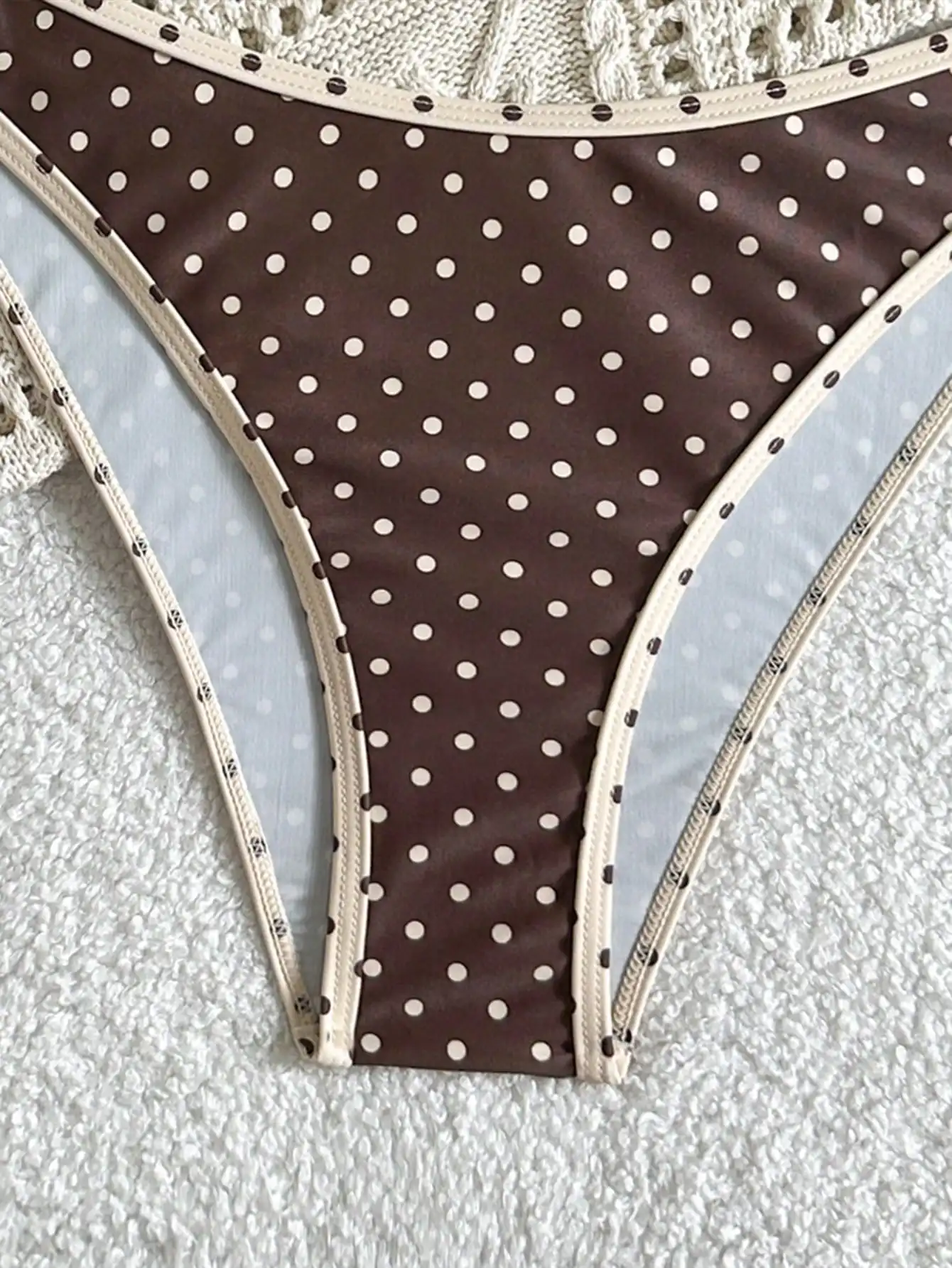 

Women Polka Dot Spaghetti Strap Backless Bikini Set Summer Beach Swimwear