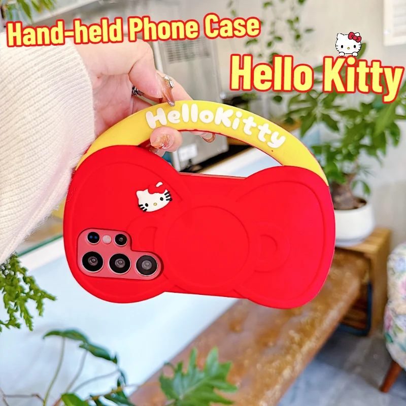 Creative Sanrio Hello Kitty Bow Hand Strap Silicone Case For