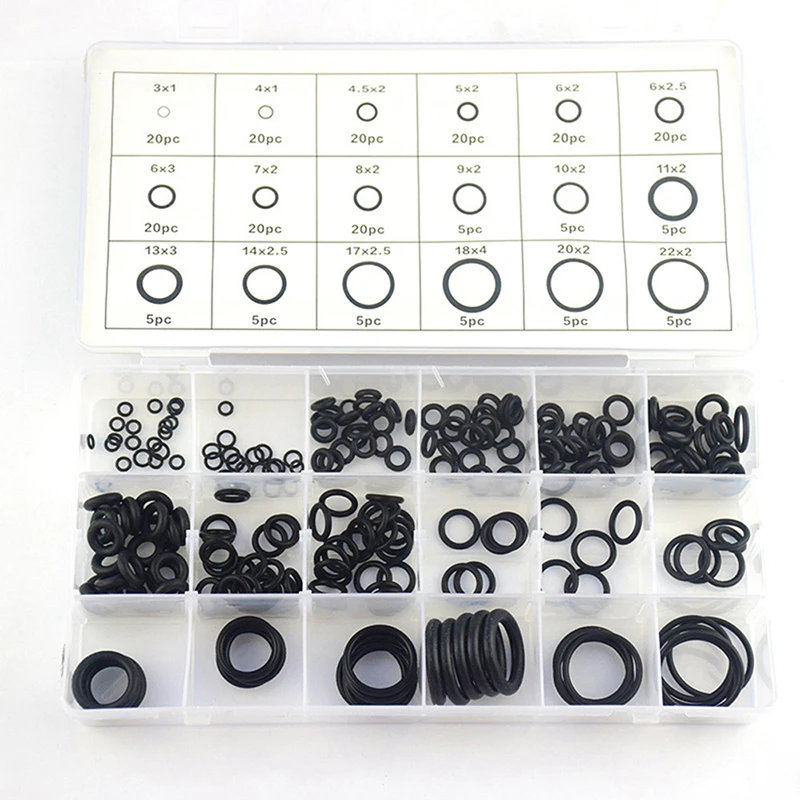 225PCS/box High Quality Rubber O Ring Assortment Kits 18 Sizes Sealing Gasket Washers Made Of Nitrile Rubber O-Rings Set