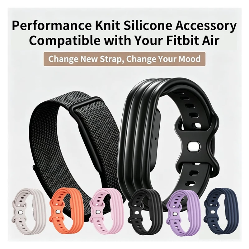 Nylon Braided Sports Watch Strap For Google Fitbit Air Velcro Bracelet Quick-dry Breathable Wrist Band Accessories