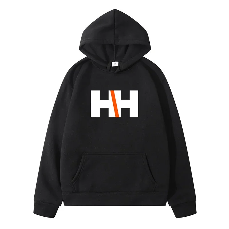 Men's 2024 hip hop streetwear Harajuku pullover HH printed hoodie pocket cotton fleece pullover hooded sweatshirt