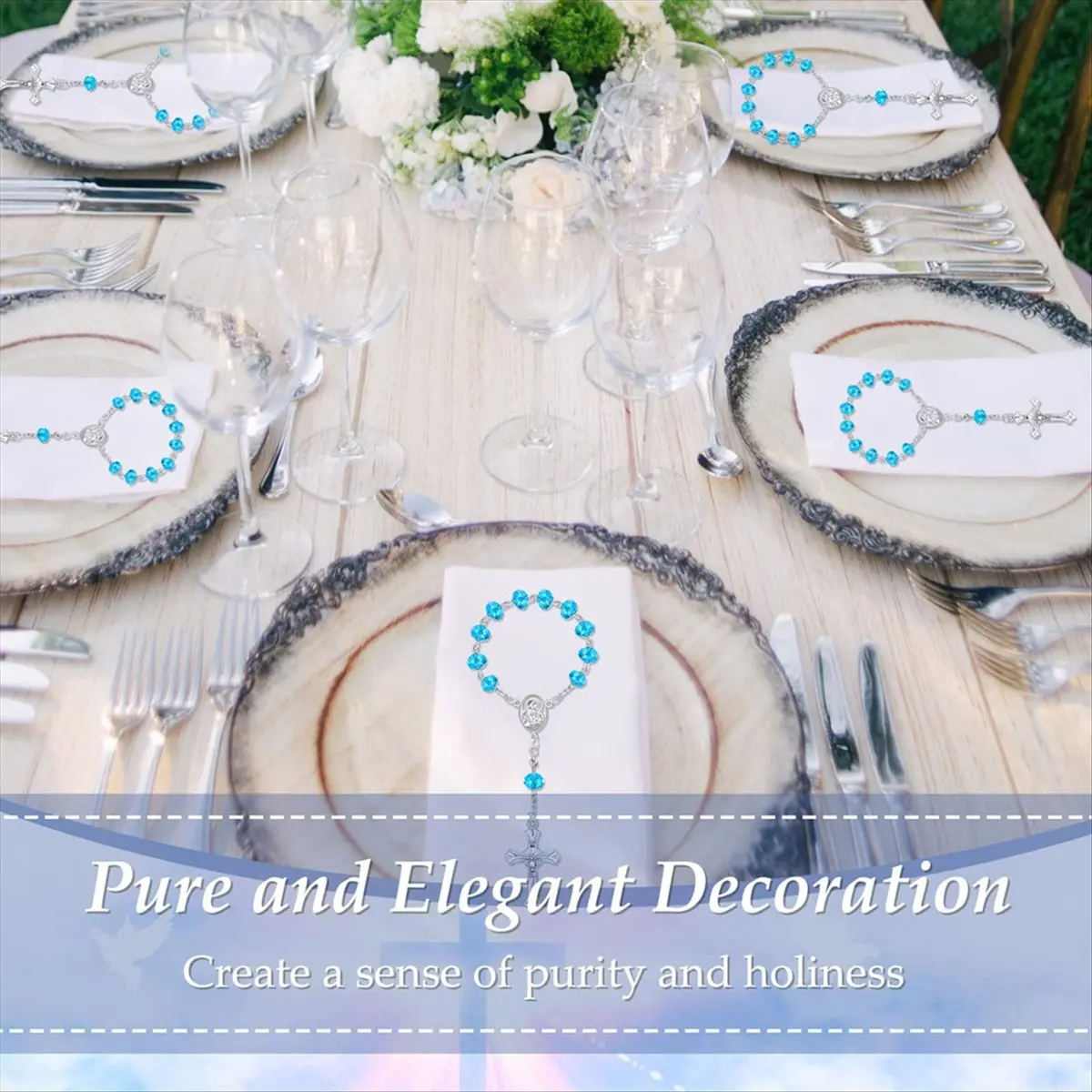 

Большие 30 упаковок, четки для крещения, мини-четки, сувениры для крещения для автомобиля, зеркало заднего вида, свадьба, подарок для первого причастия, синий