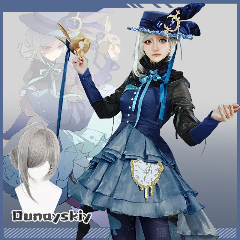 

{Hemera} Game Reverse: 1999 Vertin Длинноухий часовщик Синее платье Лолиты Аксессуары для парика Полный комплект Женский наряд для вечеринки на Хэллоуин