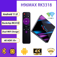 H96MAX RK3318 Android 10 Smart TV Box 4G 64GB Youtube Dual Wifi 4K Google Voice Assitant Media player TV Box