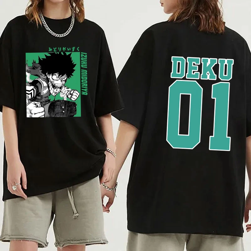 

New Anime Deku Graphic Print T-shirt Women Men Fashion Round Neck Loose Tee Shirt Streetwear Casual Harajuku T-shirt