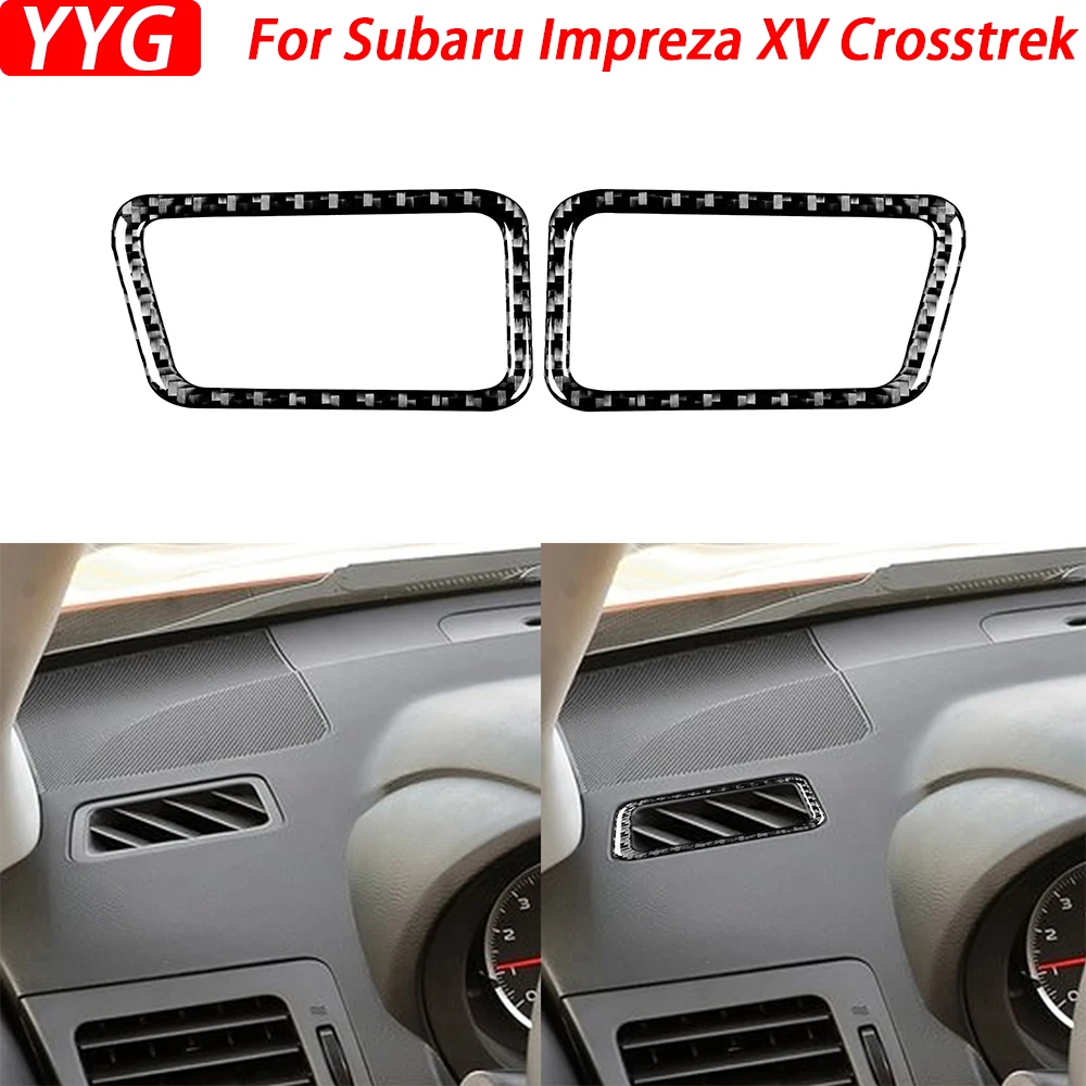 For Subaru Impreza 2012-16 XV Crosstrek 13-17 Carbon Fiber Both Side Defogging Air Outlet Decorative Strips Car Interior Sticker