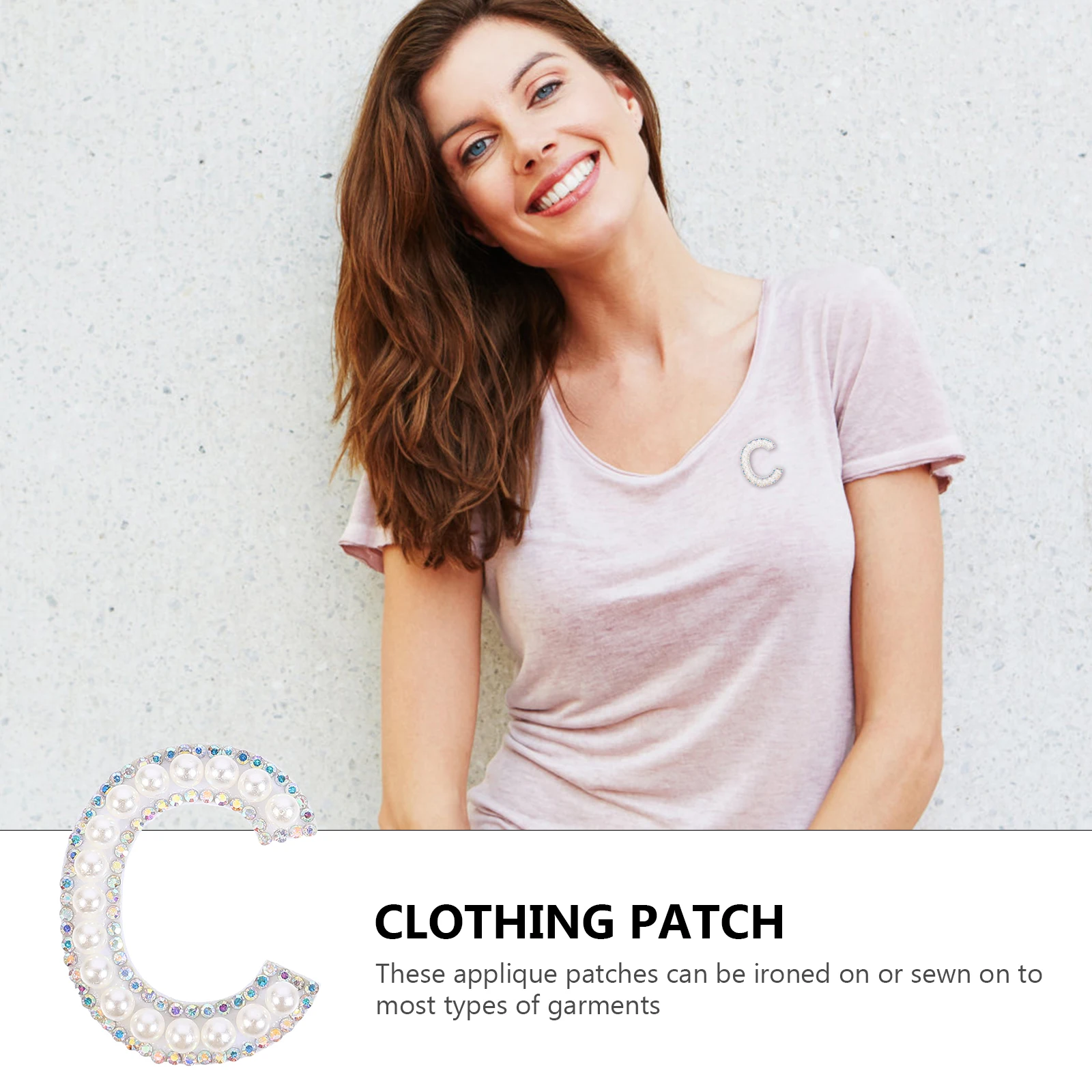 

5pcs Alphabet Applique Patches Pearl Embroidery Sew On Craft Clothing Decorative Durable Accessories Iron For Bags Hats Casual