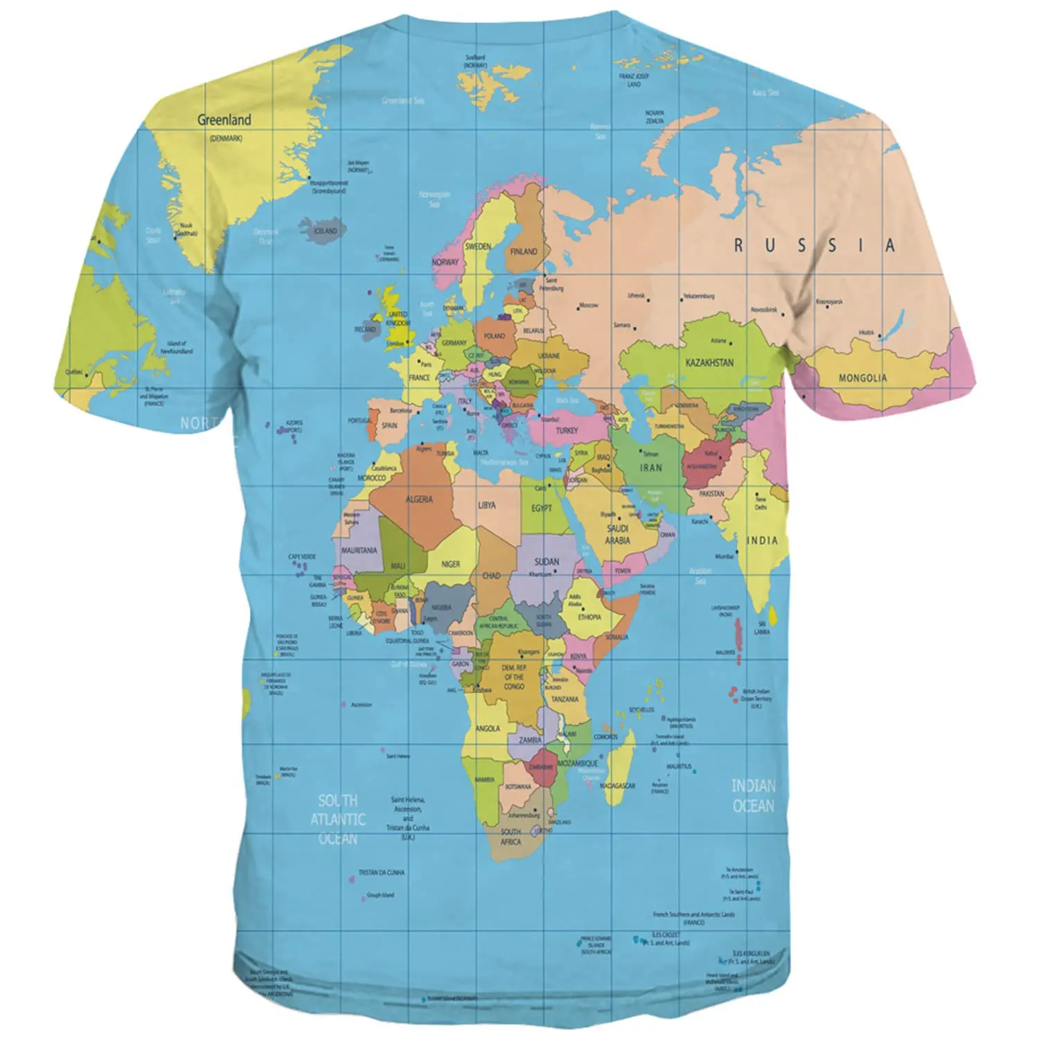 KYKU Men World Map Shirt Globe Costume Earth Print Geography for Adult