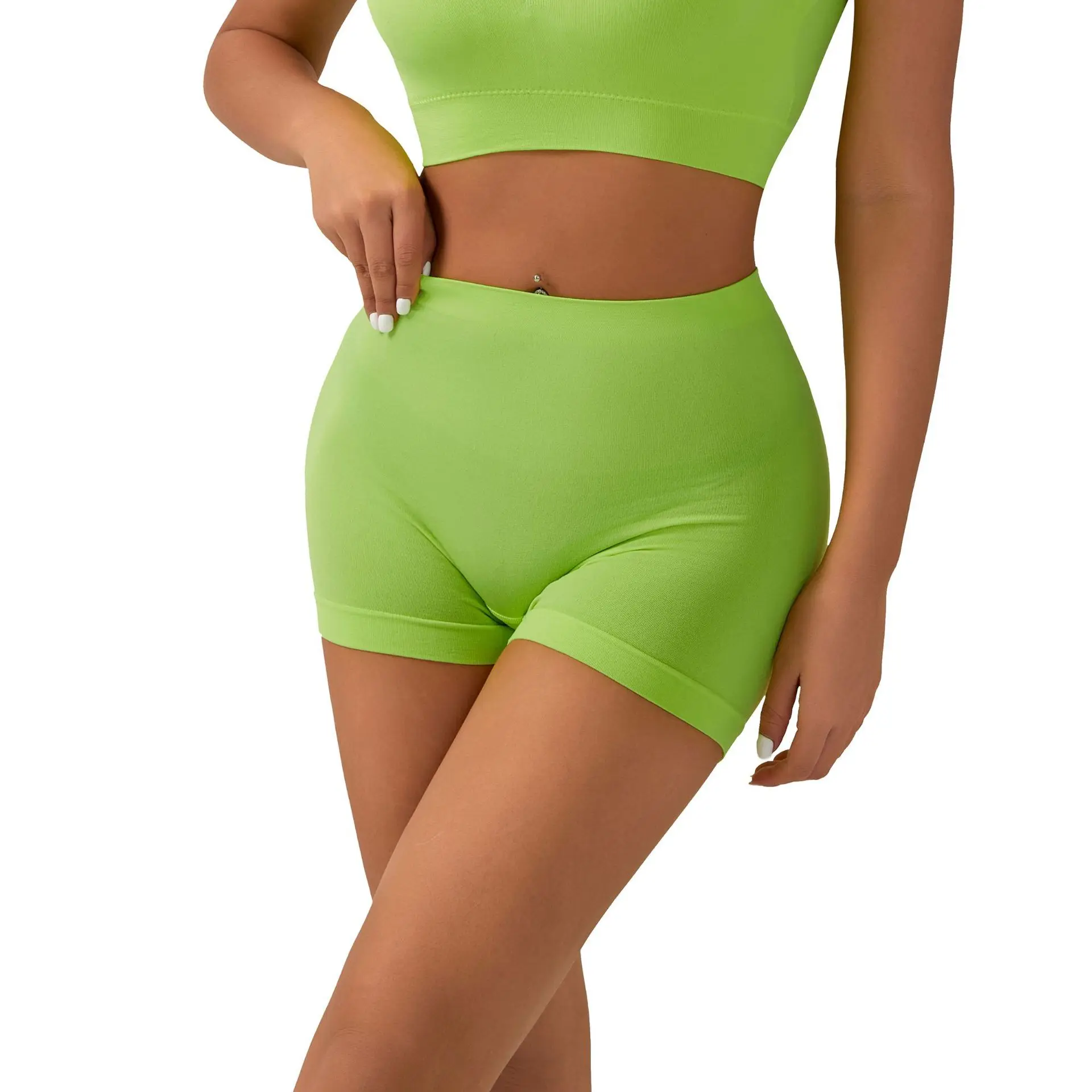 3pcs ผู้หญิงไม่มีรอยต่อเอวสูงสั้นสาว Anti Exposure กางเกงยกสะโพกหญิงความปลอดภัยกางเกงเลดี้กีฬาชุดชั้นใน Boyshorts นักมวย