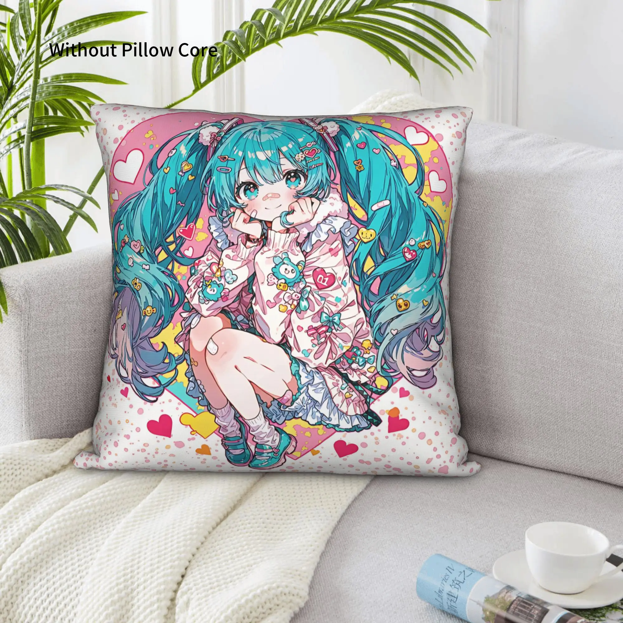1PC Hatsune Miku Pillow Case Double-Sided Printing  Sofa Cushion Bedroom Bedside Pillow